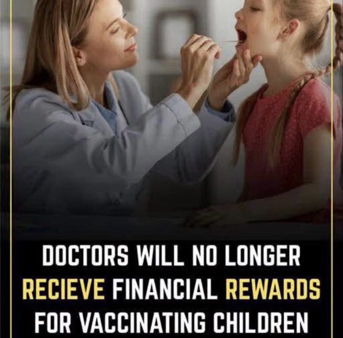 Screenshot of the viral post we checked, claiming: Doctors will no longer receive financial rewards for vaccinating children