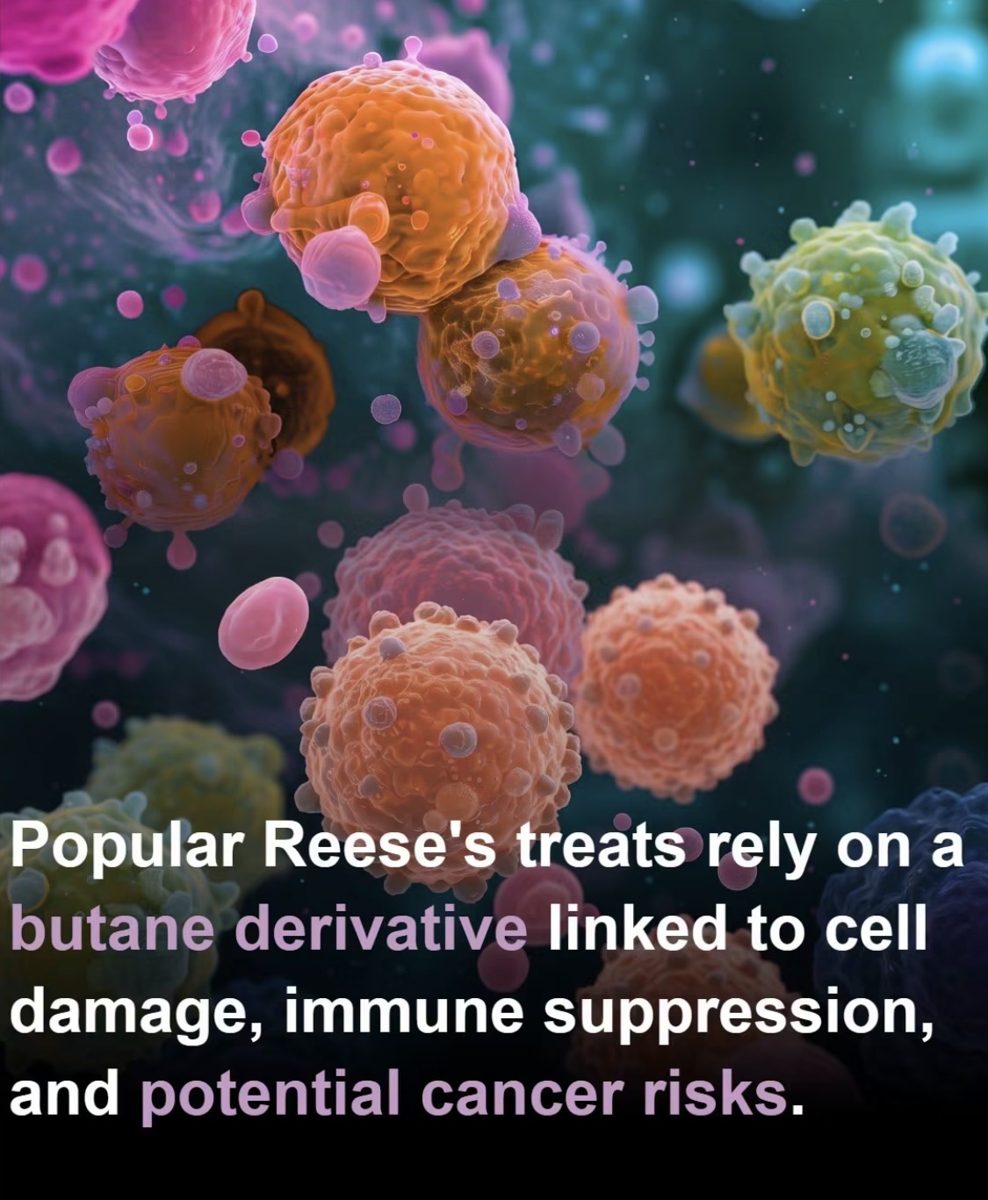 Screenshot of the viral post we checked, claiming: Popular Reese's treats rely on a butane derivative linked to cell damage, immune suppression, and potential cancer risks.